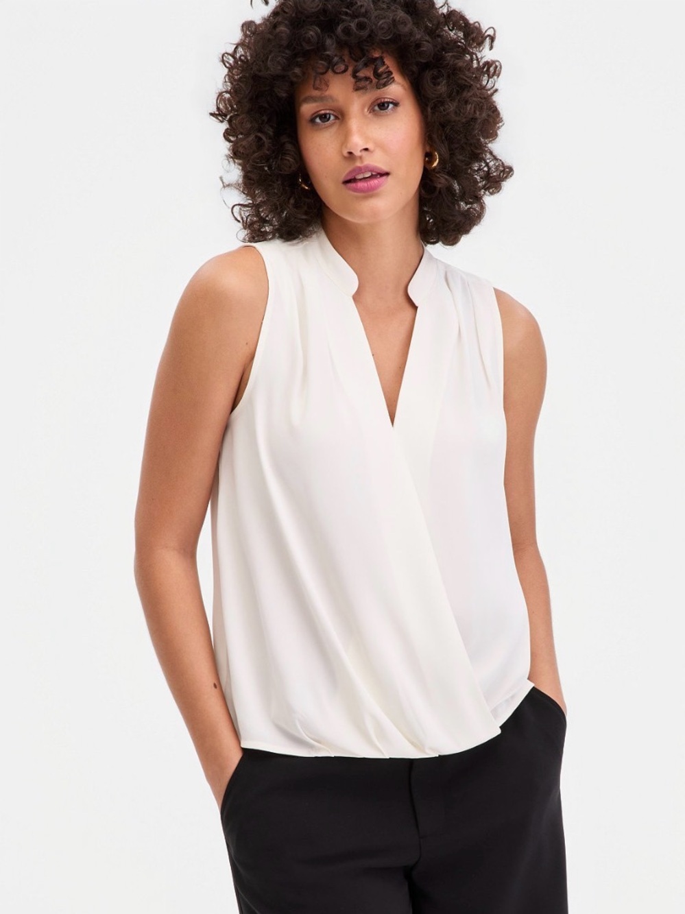 INC International Concepts White Draped Surplice Sleeveless XL NWT - Picture 10 of 11